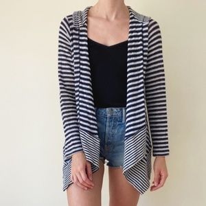 SPLENDID Stripe Hoodie Shawl Sweater